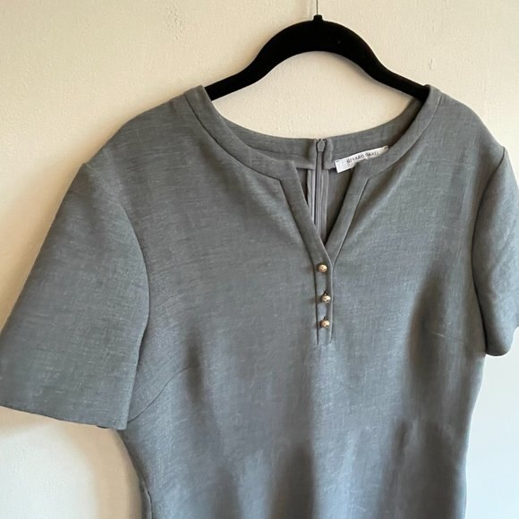 Gerard Darel Short Sleeve V-Neck Mini Dress Gray Size 44 / US 12 - Picture 4 of 8
